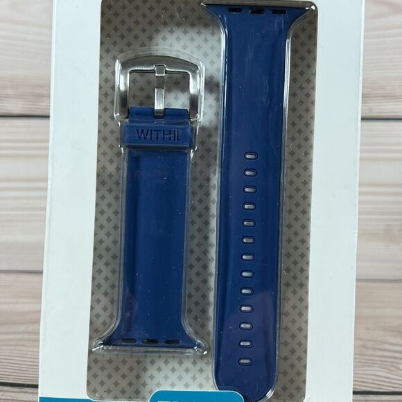 Dark Blue Silicone Sport Strap Watch Band Compatible with 42/44/45mm Apple Watch - Picture 6 of 7